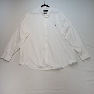 Ralph Lauren Button Down Shirt Mens 4XB Big White Classic Fit Cotton Stretch